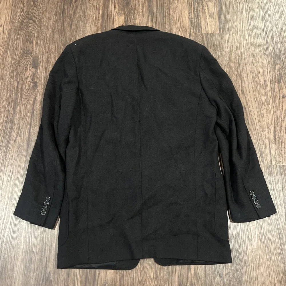 Canali Proposta Sport Coat Blazer Jacket 56L EU Waffle Knit Pure Wool In Black